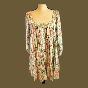 En Saison Roberta Green Pink Floral Tiered Ruffle Mini Dress Sz S NWT Anthropolo
